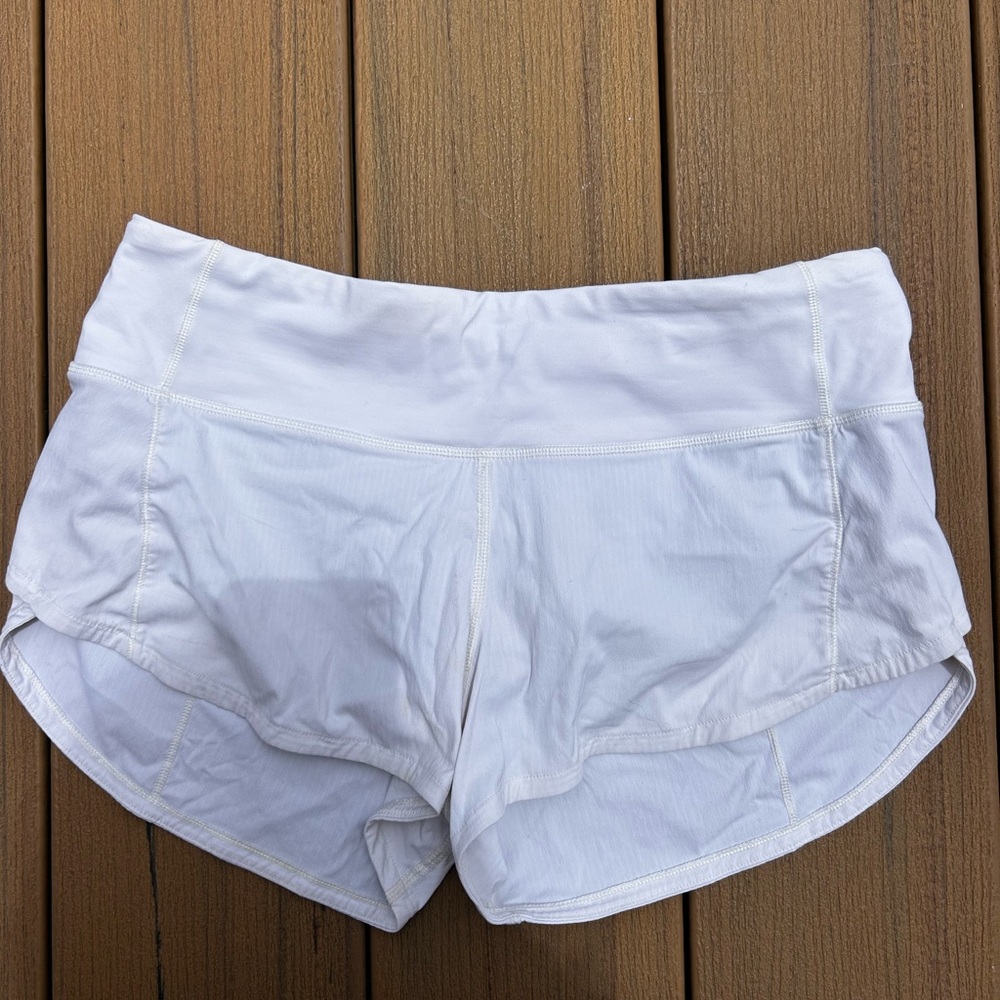 Lululemon White Speed Up Shorts